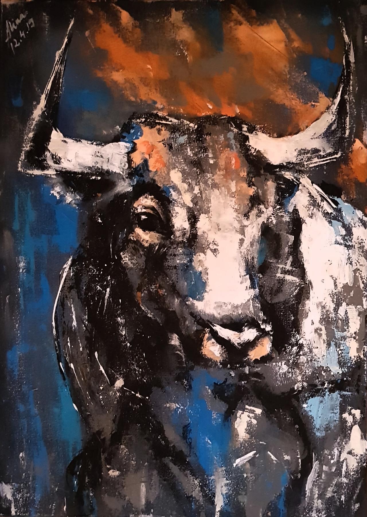 ArteDiAlina.com painting: White Bull